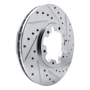 Infiniti QX4 Brake Rotor (1) - Front Right - R1 Concepts - Drilled & Slotted - Silver - `96-`04